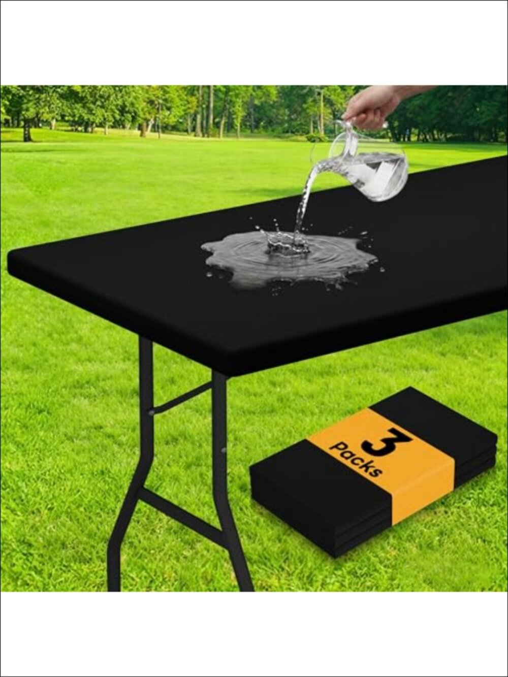 Elastic Fitted Vinyl Tablecloths for Folding Tables, Waterproof Flannel Backed